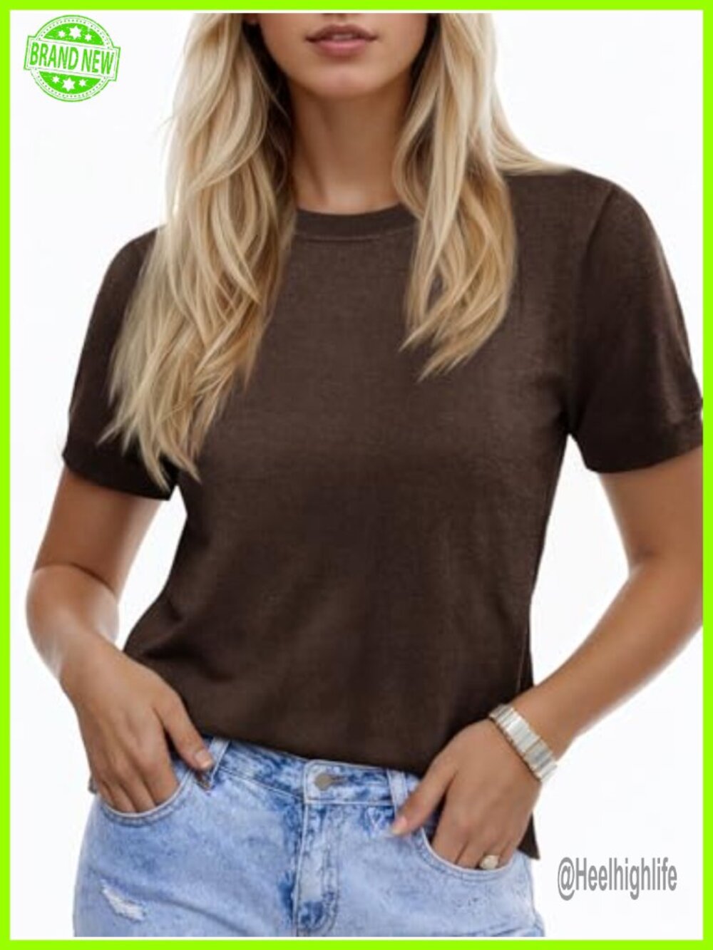 Women's Short Sleeve Crew Neck Knit Pullover Sweater
